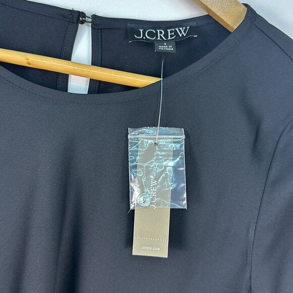 J. Crew Bell-sleeve satin black dress size 4 New with tags NWT - Picture 4 of 10